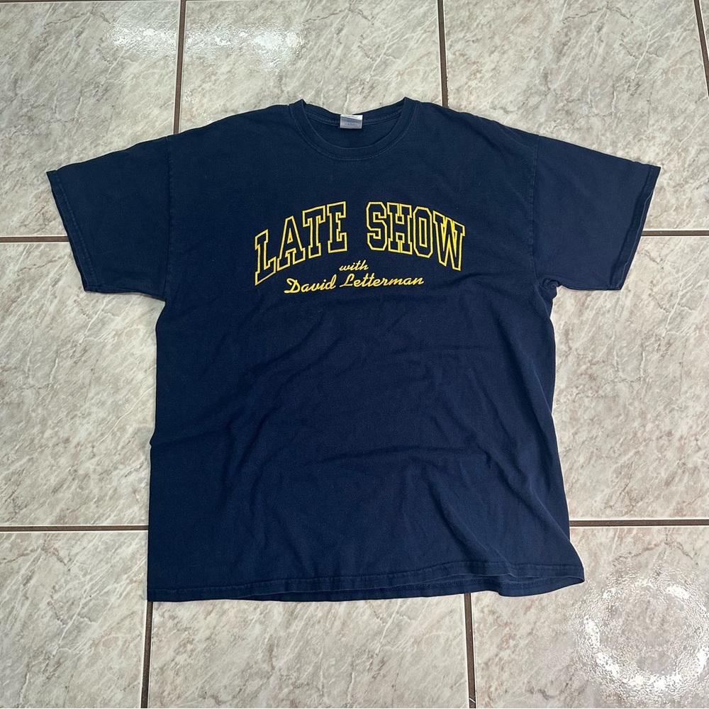 Vintage Late Show w/ David Letterman Navy Blue T-shirt Size XL